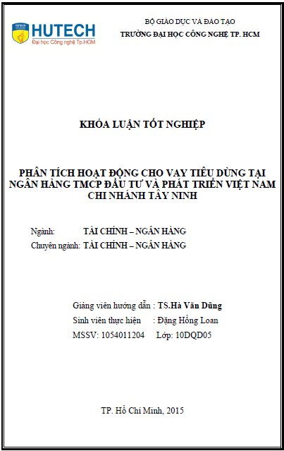 phan tich hoat dong cho vay tieu dung tai ngan hang tmcp dau tu va phat trien viet nam chi nhanh tay ninh
