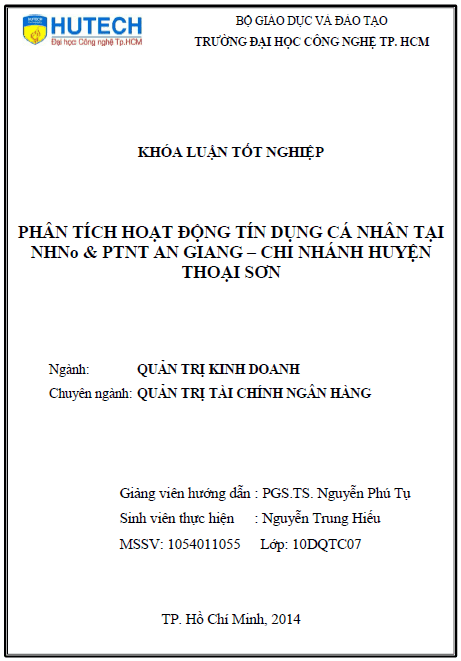 phan tich hoat dong tin dung ca nhan tai ngan hang nong nghiep va phat trien nong thon an giang chi nhanh huyen thoai son