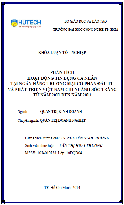 phan tich hoat dong tin dung ca nhan tai ngan hang thuong mai co phan dau tu va phat trien viet nam chi nhanh soc trang tu nam 2011 den nam 2013