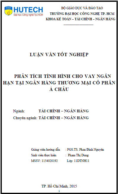 phan tich hoat tinh hinh cho vay ngan han tai ngan hang thuong mai co phan a chau