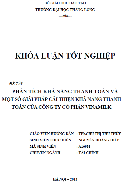 phan tich kha nang thanh toan va mot so giai phap cai thien kha nang thanh toan cua cong ty co phan vinamilk
