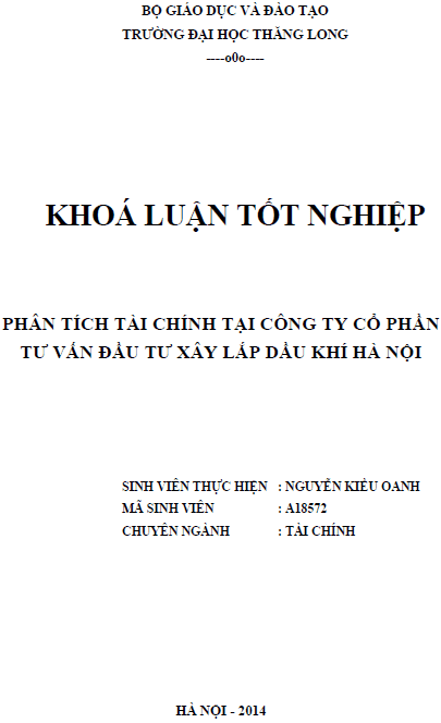 phan tich tai chinh tai cong ty co phan tu van dau tu xay lap dau khi ha noi