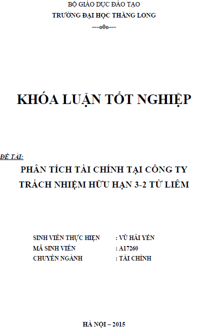 phan tich tai chinh tai cong ty tnhh 3 2 tu liem