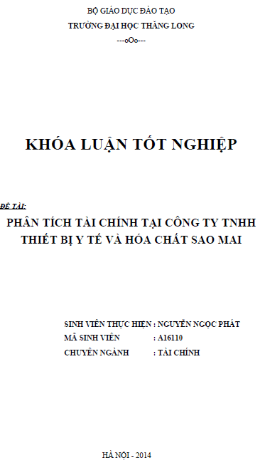 phan tich tai chinh tai cong ty tnhh thiet bi y te va hoa chat sao mai