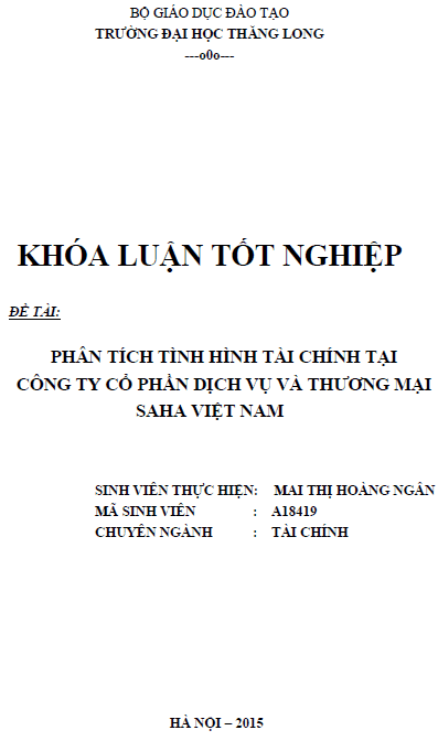 phan tich tai tinh hinh chinh tai cong ty co phan dich vu va thuong mai saha viet nam