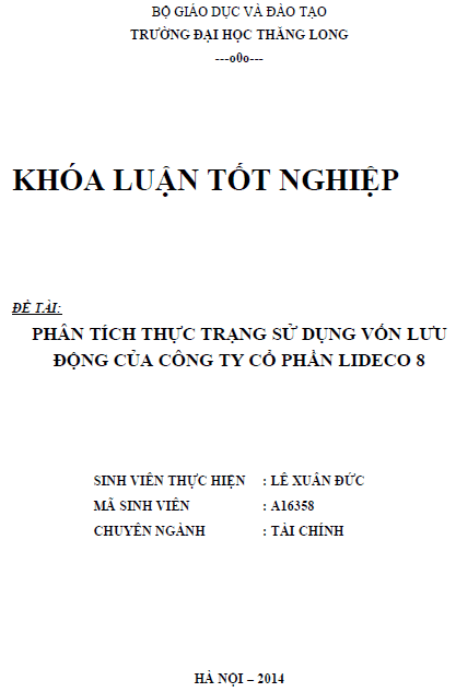 phan tich thuc trang su dung von luu dong cua cong ty co phan lideco 8