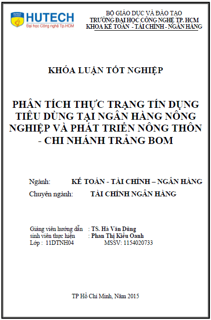 phan tich thuc trang tin dung tieu dung tai ngan hang nong nghiep va phat trien nong thon agribank chi nhanh trang bom