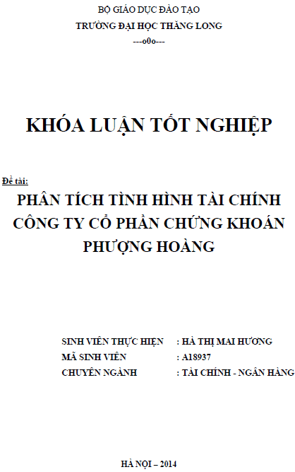 phan tich tinh hinh tai chinh cong ty co phan chung khoan phuong hoang
