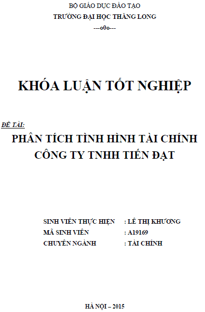 phan tich tinh hinh tai chinh cong ty tnhh tien dat