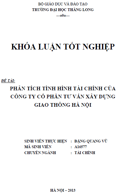 phan tich tinh hinh tai chinh cua cong ty co phan tu van xay dung giao thong ha noi