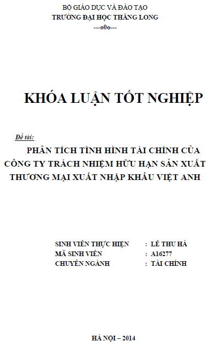phan tich tinh hinh tai chinh cua cong ty tnhh san xuat thuong mai xuat nhap khau viet anh