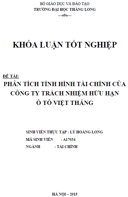 phan tich tinh hinh tai chinh cua cong ty trach nhiem huu han o to viet thang