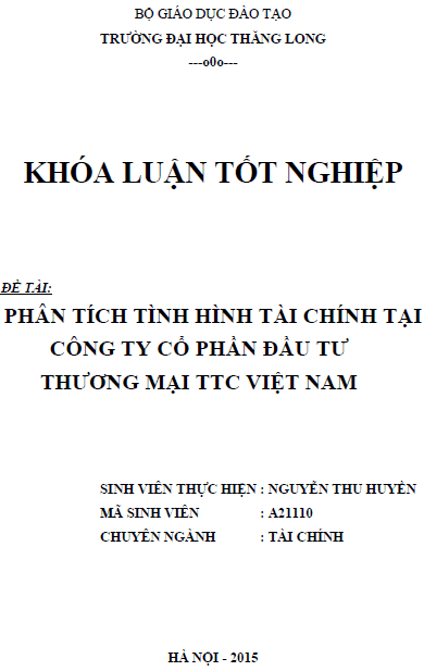 Phân tích tình hình tài chính tại Công ty Cổ phần Đầu tư Thương mại TTC Việt Nam 1 phan tich tinh hinh tai chinh tai cong ty co phan dau tu thuong mai ttc viet nam 1