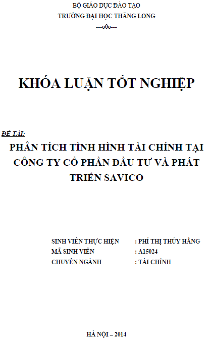 phan tich tinh hinh tai chinh tai cong ty co phan dau tu va phat trien savico