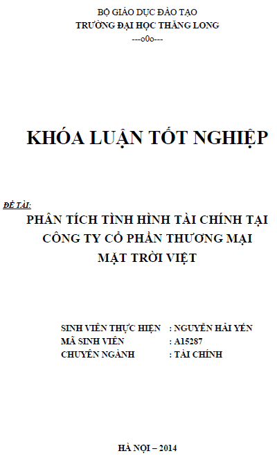 phan tich tinh hinh tai chinh tai cong ty co phan thuong mai mat troi viet