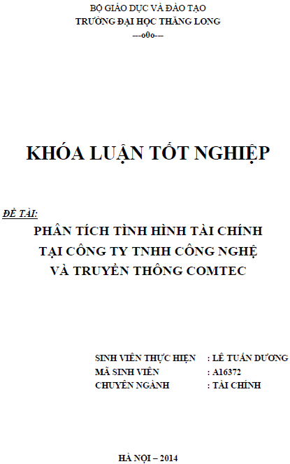 phan tich tinh hinh tai chinh tai cong ty tnhh cong nghe va truyen thong comtec