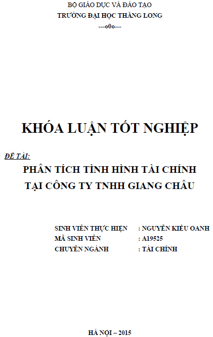 phan tich tinh hinh tai chinh tai cong ty tnhh giang chau