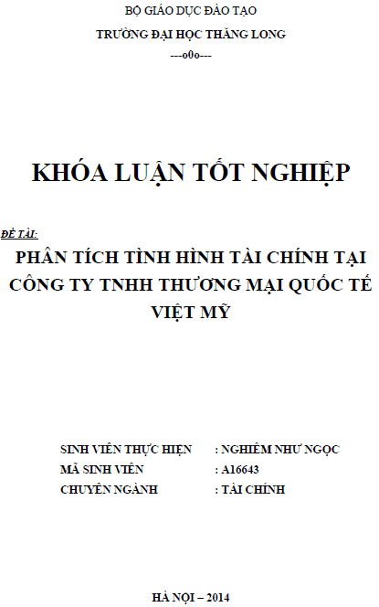 phan tich tinh hinh tai chinh tai cong ty tnhh thuong mai quoc te viet my