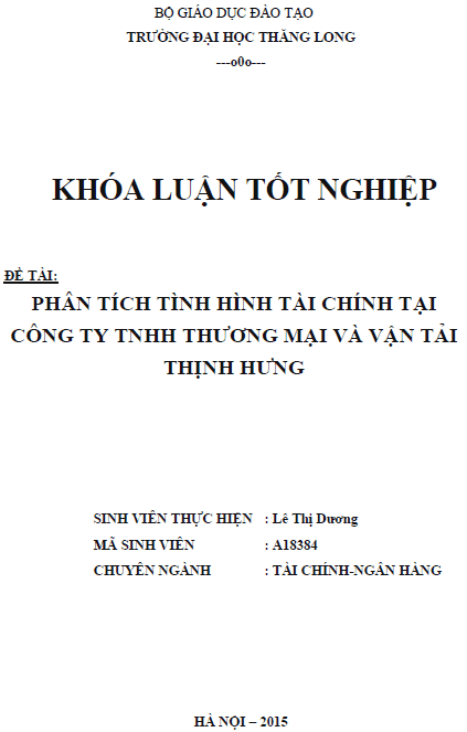 phan tich tinh hinh tai chinh tai cong ty tnhh thuong mai va van tai thinh hung