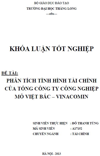 phan tich tinh hinh tai chinh tong cong ty cong nghiep mo viet bac vinacomin