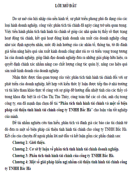 Phân tích tình hình tài chính và một số biện pháp cải thiện tình hình tài chính của Công ty trách nhiệm hữu hạn Bắc Hà 1 phan tich tinh hinh tai chinh va mot so bien phap cai thien tinh hinh tai chinh cua cong ty trach nhiem huu han bac ha