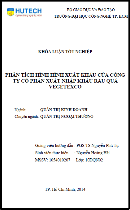 Phân tích tình hình xuất khẩu của công ty cổ phần xuất nhập khẩu rau quả VEGETEXCO 1 phan tich tinh hinh xuat khau cua cong ty co phan xuat nhap khau rau qua vegetexco 1