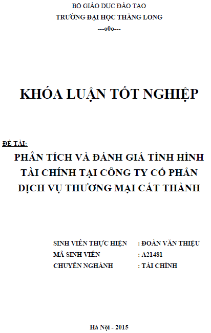 phan tich va danh gia tinh hinh tai chinh tai cong ty co phan dich vu thuong mai cat thanh