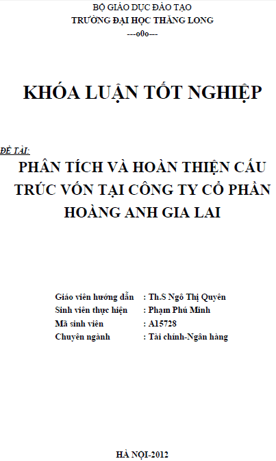 phan tich va hoan thien cau truc von tai cong ty co phan hoang anh gia lai