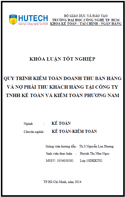 quy trinh kiem toan doanh thu ban hang va no phai thu khach hang tai cong ty tnhh ke toan va kiem toan phuong nam