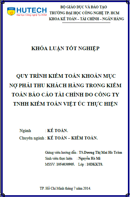 quy trinh kiem toan khoan muc no phai thu trong kiem toan bao cao tai chinh do cong ty tnhh kiem toan viet uc thuc hien