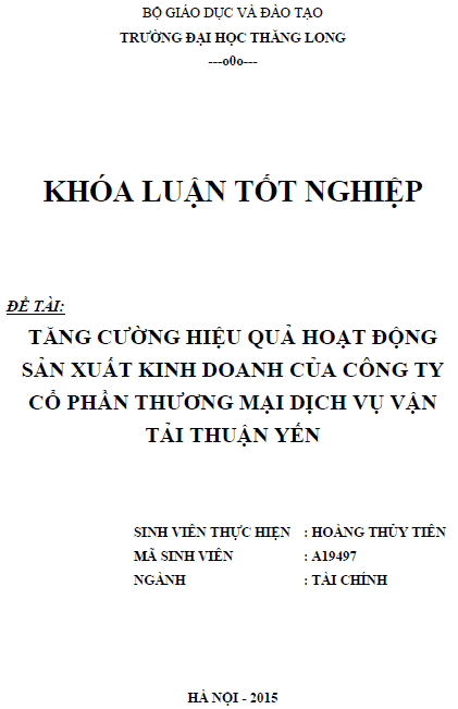 tang cuong hieu qua hoat dong san xuat kinh doanh cua cong ty co phan thuong mai dich vu van tai thuan yen