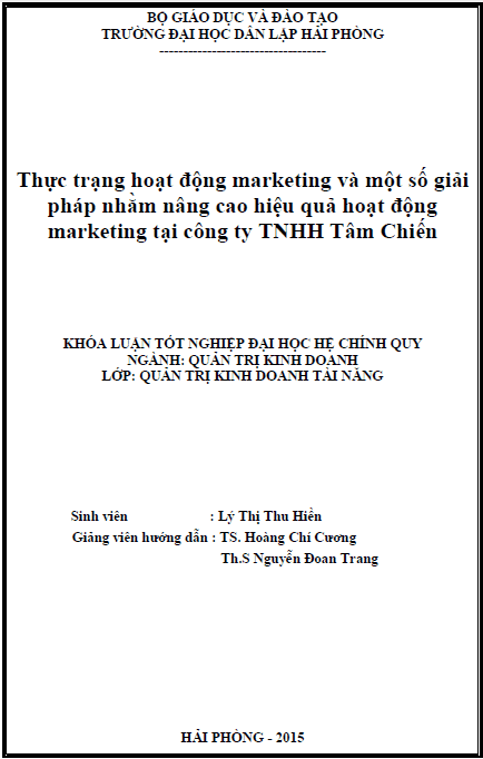 thuc trang hoat dong marketing va mot so giai phap nham nang cao hieu qua hoat dong marketing tai cong ty tnhh tam chien
