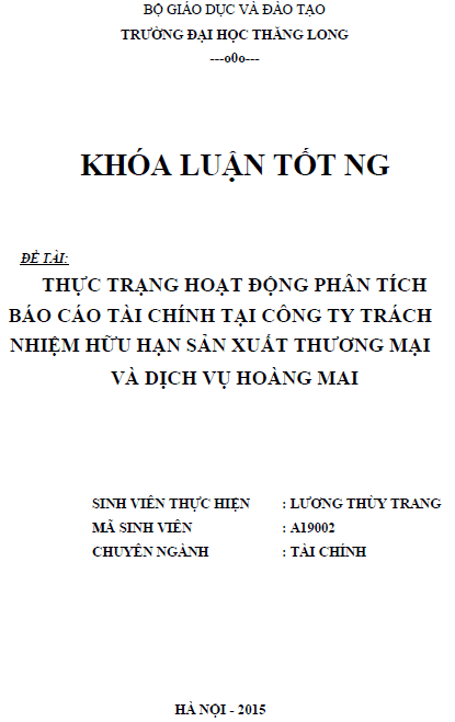 thuc trang hoat dong phan tich bao cao tai chinh tai cong ty tnhh san xuat thuong mai va dich vu hoang mai
