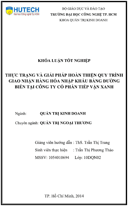 thuc trang va giai phap hoan thien quy trinh giao nhan hang hoa nhap khau bang duong bien tai cong ty co phan tiep van