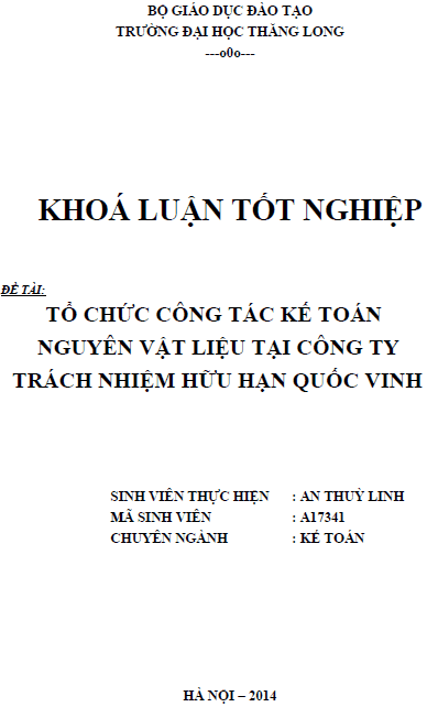 Tổ chức công tác kế toán nguyên vật liệu tại Công ty trách nhiệm hữu hạn Quốc Vinh 1 to chuc cong tac ke toan nguyen vat lieu tai cong ty trach nhiem huu han quoc vinh