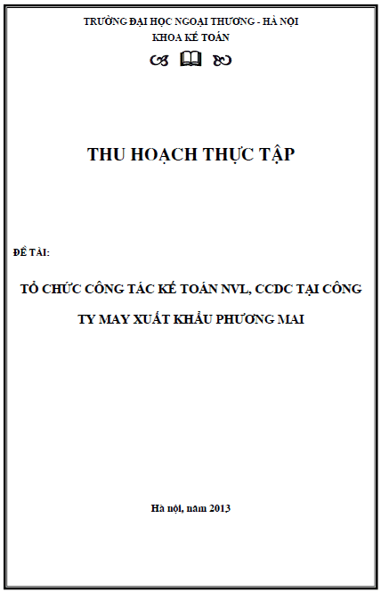 to chuc cong tac ke toan nvl ccdc tai cong ty may xuat khau phuong mai
