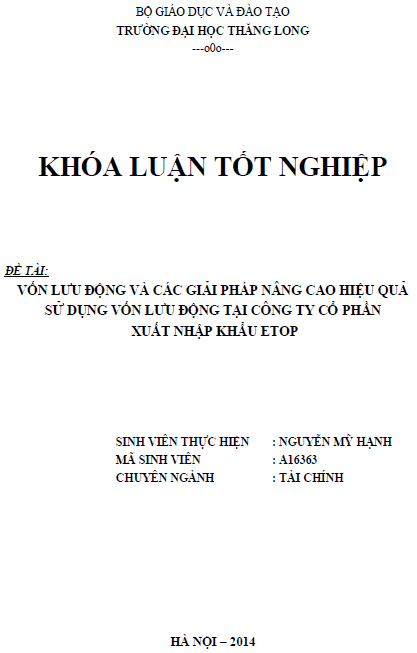 von luu dong va cac gia phap nang cao hieu qua su dung von luu dong tai cong ty co phan xuat nhap khau etop
