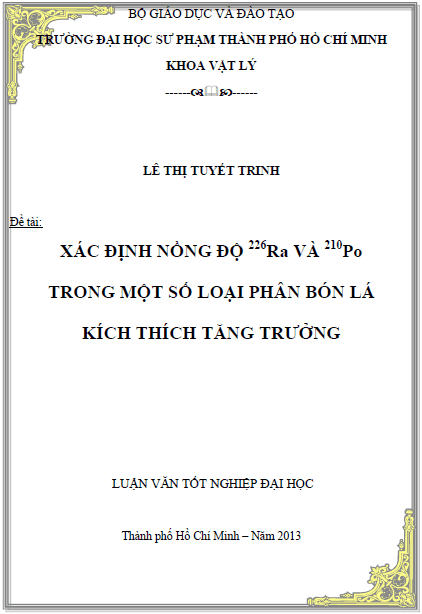 xac dinh nong do 226ra va 210po trong mot so loai phan bon la kich thich tang truong