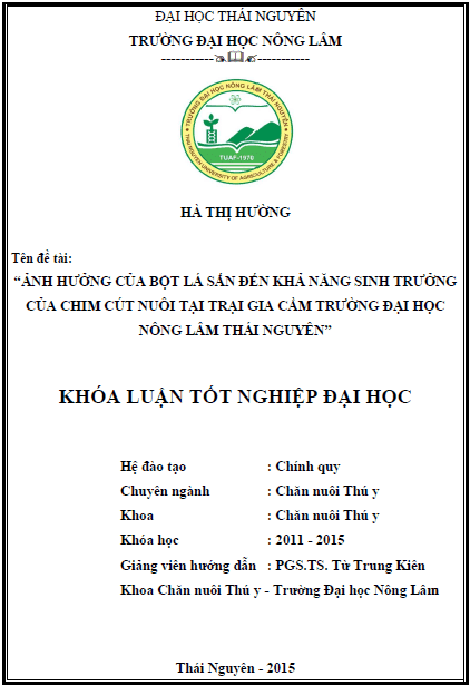 anh huong cua bot la san den kha nang sinh truong cua chim cut nuoi tai trai gia cam truong dai hoc nong lam thai nguyen
