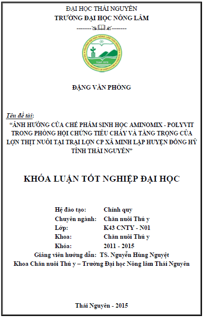 anh huong cua che pham sinh hoc aminomix polyvit trong phong hoi chung tieu chay va tang trong cua lon thit nuoi tai trai lon cp xa minh lap huyen dong huy tinh thai nguyen