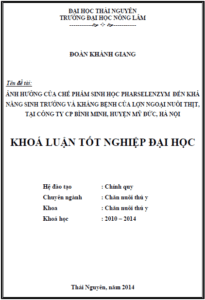 anh huong cua che pham sinh hoc pharselenzym den kha nang sinh truong va khang benh cua lon ngoai nuoi thit tai cong ty co phan binh minh huyen my duc ha noi