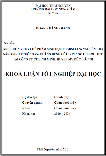 anh huong cua che pham sinh hoc pharselenzym den kha nang sinh truong va khang benh cua lon ngoai nuoi thit tai cong ty co phan binh minh huyen my duc ha noi