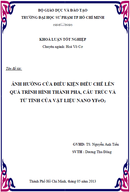 anh huong cua dieu kien dieu che len qua trinh hinh thanh pha cau truc va tu tinh cua vat lieu nano yfeo3