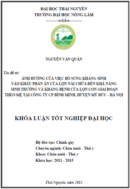 anh huong cua viec bo sung khang sinh vao khau phan an cua lon nai chua den kha nang sinh truong va khang benh cua lon con giai doan theo me tai cong ty co phan binh minh huyen my duc ha noi
