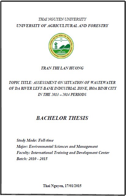 assessment of wastewater of da river left bank industrial zone hoa binh city on the 2013 2014 periods