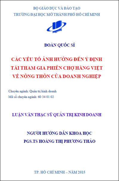 cac yeu to anh huong den y dinh tai tham gia phien cho hang viet ve nong thon thon cua doanh nghiep