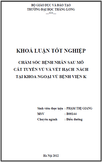 cham soc benh nhan sau mo cat tuyen vu va vet hach nach tai khoa ngoai vu benh vien k
