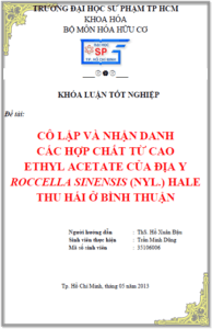 co lap va nhan danh cac hop chat tu cao ethyl acetate cua dia y roccella sinensis nyl hale thu hai o binh thuan tran minh dung