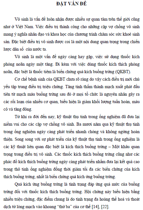 dac diem hoi chung qua kich buong trung nang do phuong phap thu tinh trong ong nghiem va ket qua dieu tri benh vien phu san trung uong