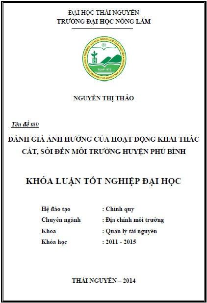 danh gia anh huong cua hoat dong khai thac cat soi toi moi truong huyen phu binh